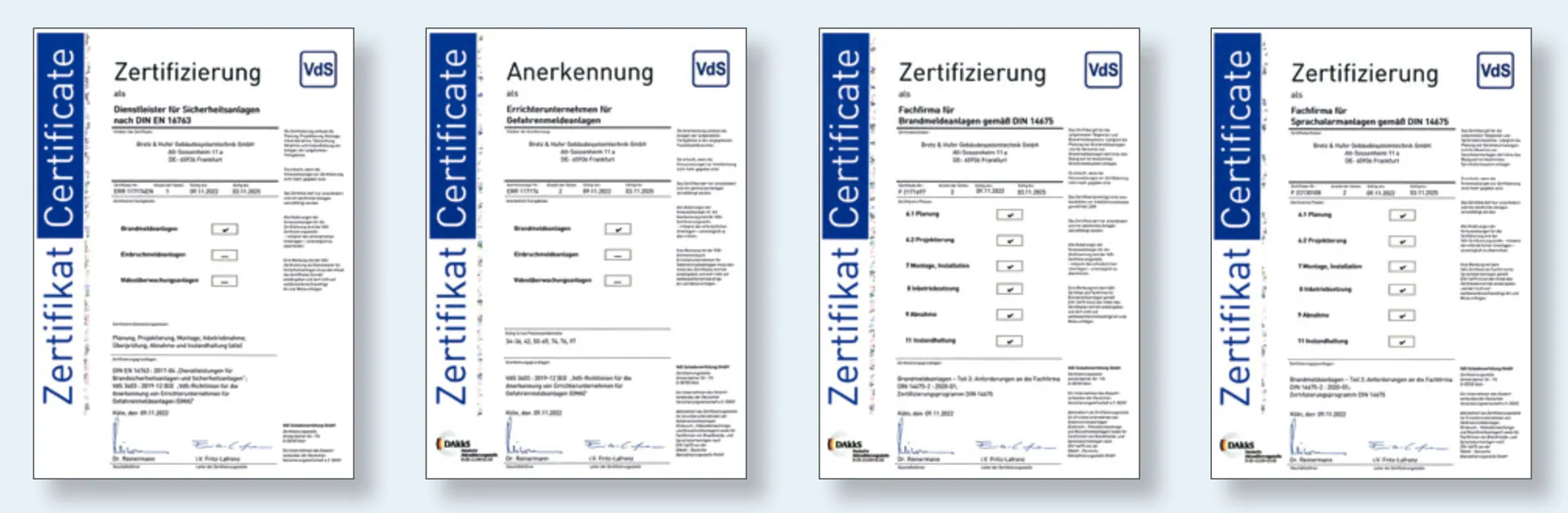 Bretz & Hufer Gebäudesystemtechnik GmbH | Zertifizierungen